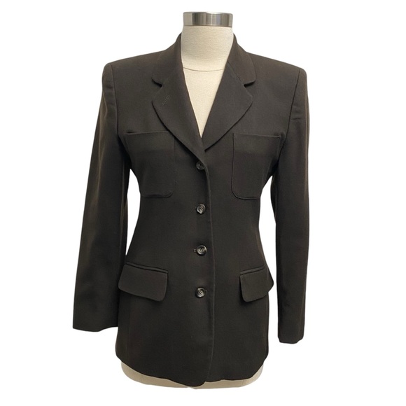 Jones New York Jackets & Blazers - Pure Wool Equestrian Blazer In Dark Brown By Jones New York